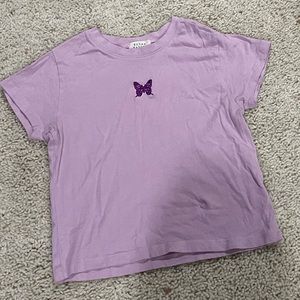 Purple butterfly crop top, size medium